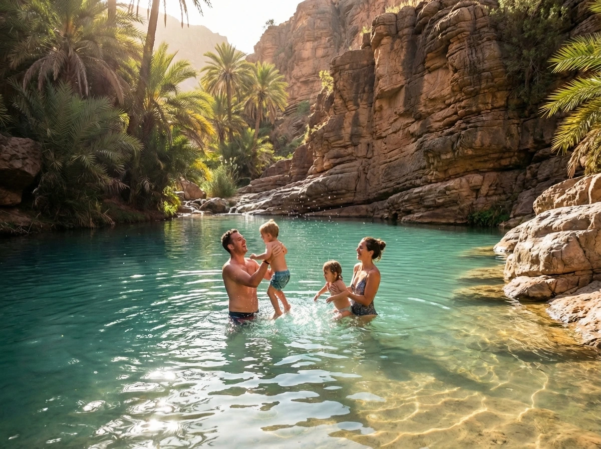 Swimming in crystal clear natural pools at Paradise Valley Morocco